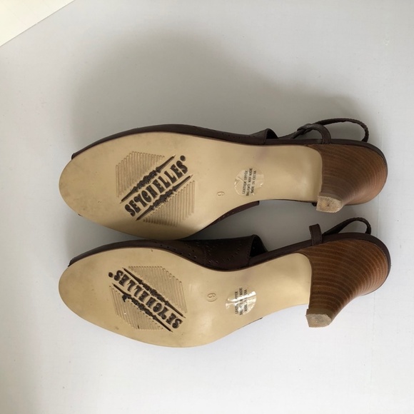 Seychelles - high heeled sling back in brown leather size 9 - Picture 2 of 5